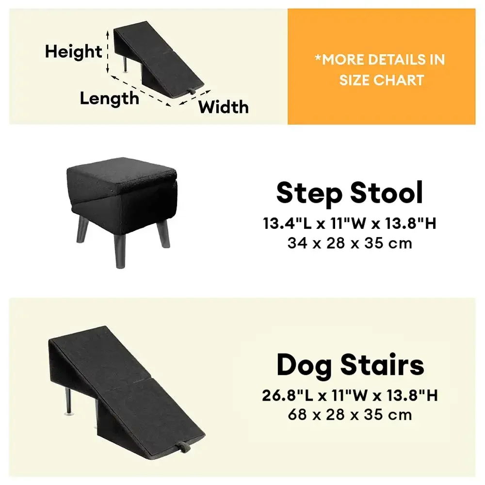 2-in-1 Convertible Wooden Home Step Stool Dog Ramp Stairs - Image 5