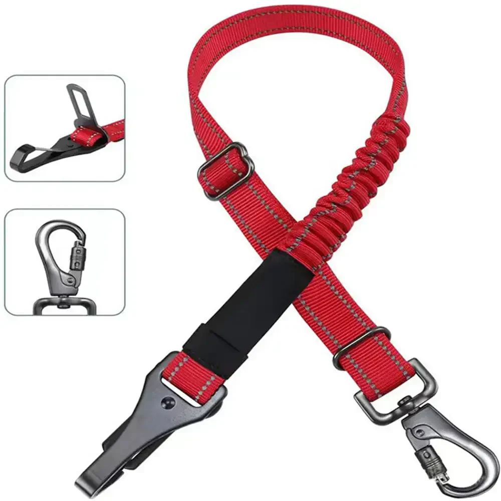 3 in 1 Dog Car Seat Belt Bungee With 360° Lockable Buckle & Hook Latch - Image 2