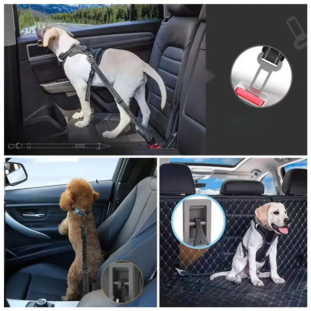 3 in 1 Dog Car Seat Belt Bungee With 360° Lockable Buckle & Hook Latch - Image 6