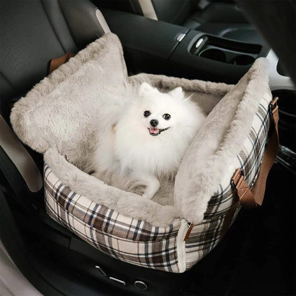 3 in 1 Fluffy Warmth Safe Dog Booster Car Seat Bed - Winter Cruiser - Image 11