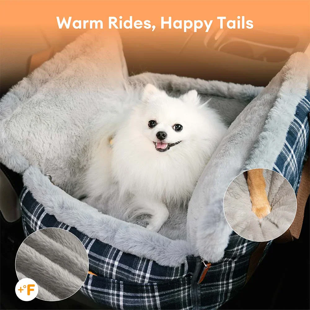 3 in 1 Fluffy Warmth Safe Dog Booster Car Seat Bed - Winter Cruiser - Image 4
