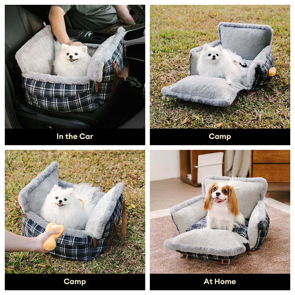 3 in 1 Fluffy Warmth Safe Dog Booster Car Seat Bed - Winter Cruiser - Image 8