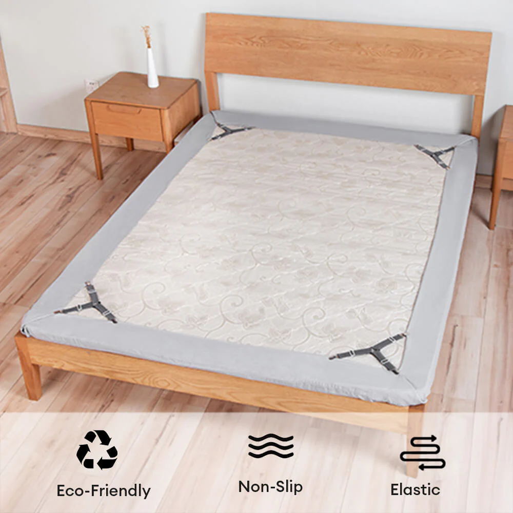 Adjustable Non-Slip Elastic Bed Sheet Straps with Metal Clips - Image 5