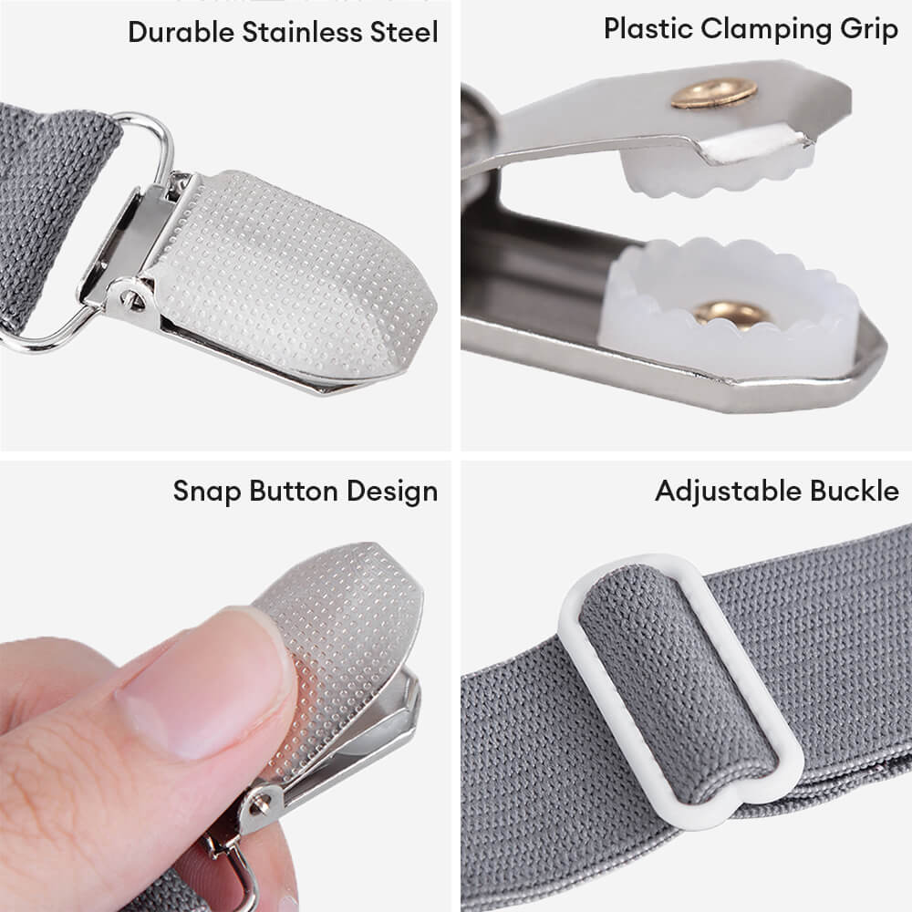 Adjustable Non-Slip Elastic Bed Sheet Straps with Metal Clips - Image 6