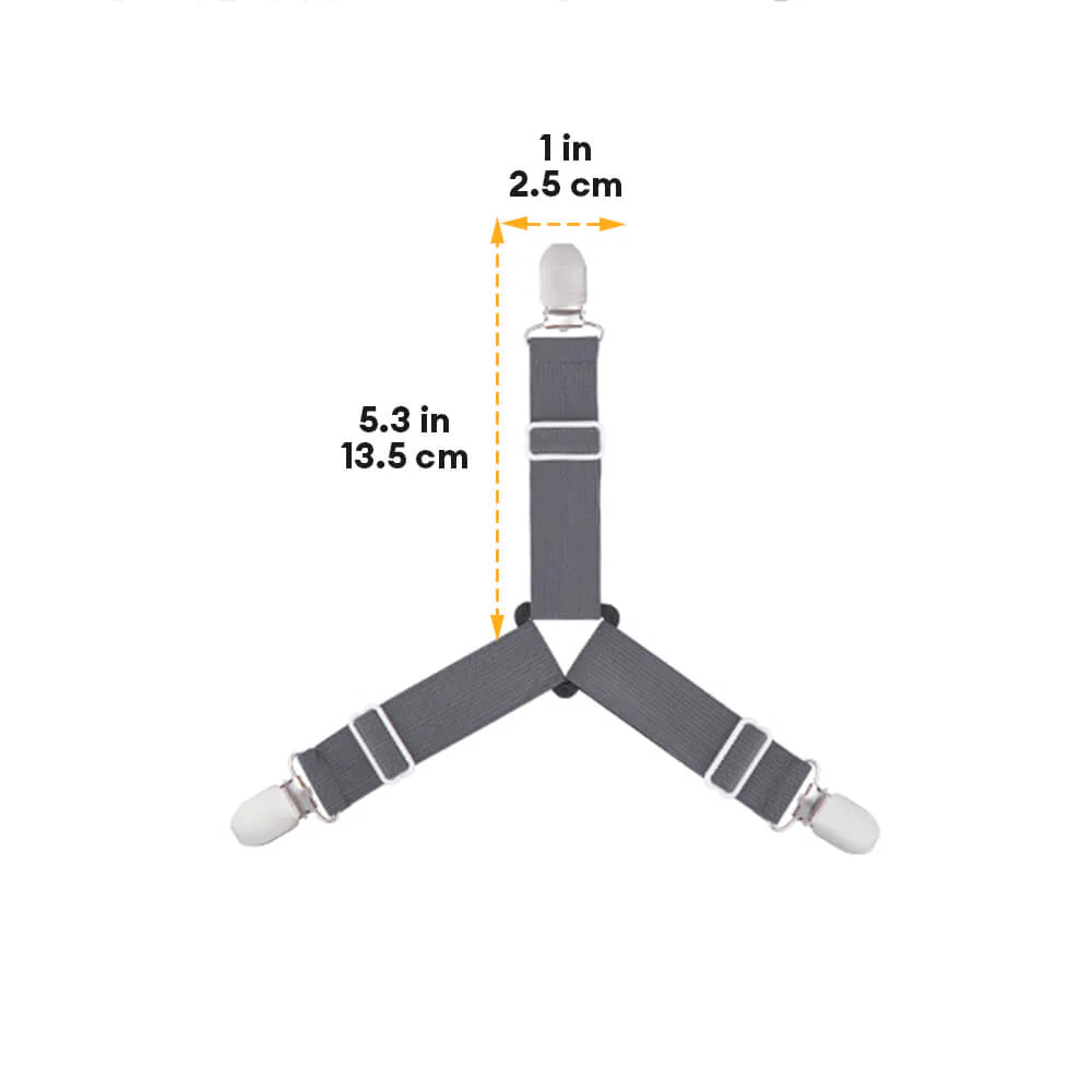 Adjustable Non-Slip Elastic Bed Sheet Straps with Metal Clips - Image 9