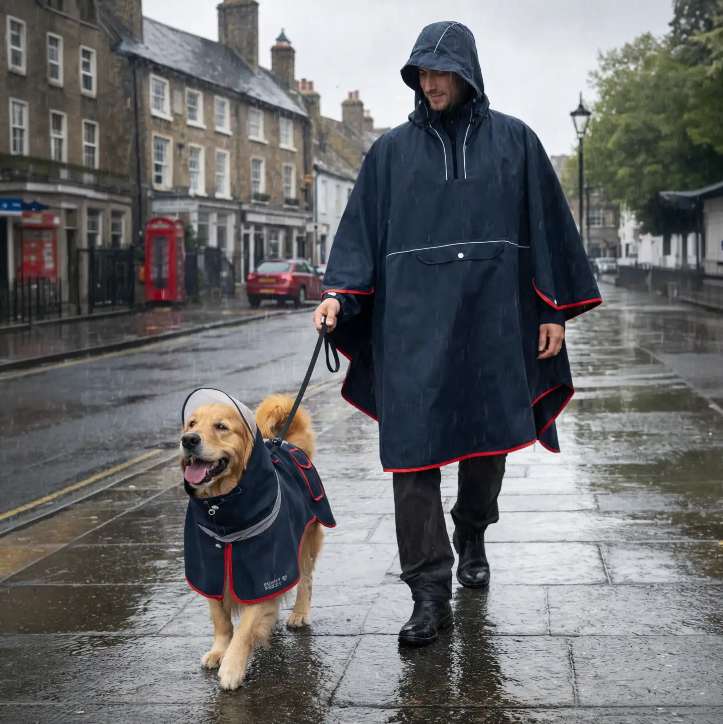 Adjustable Reflective Waterproof with Pocket Dog Human Matching Raincoat-Stay Dry - Image 3