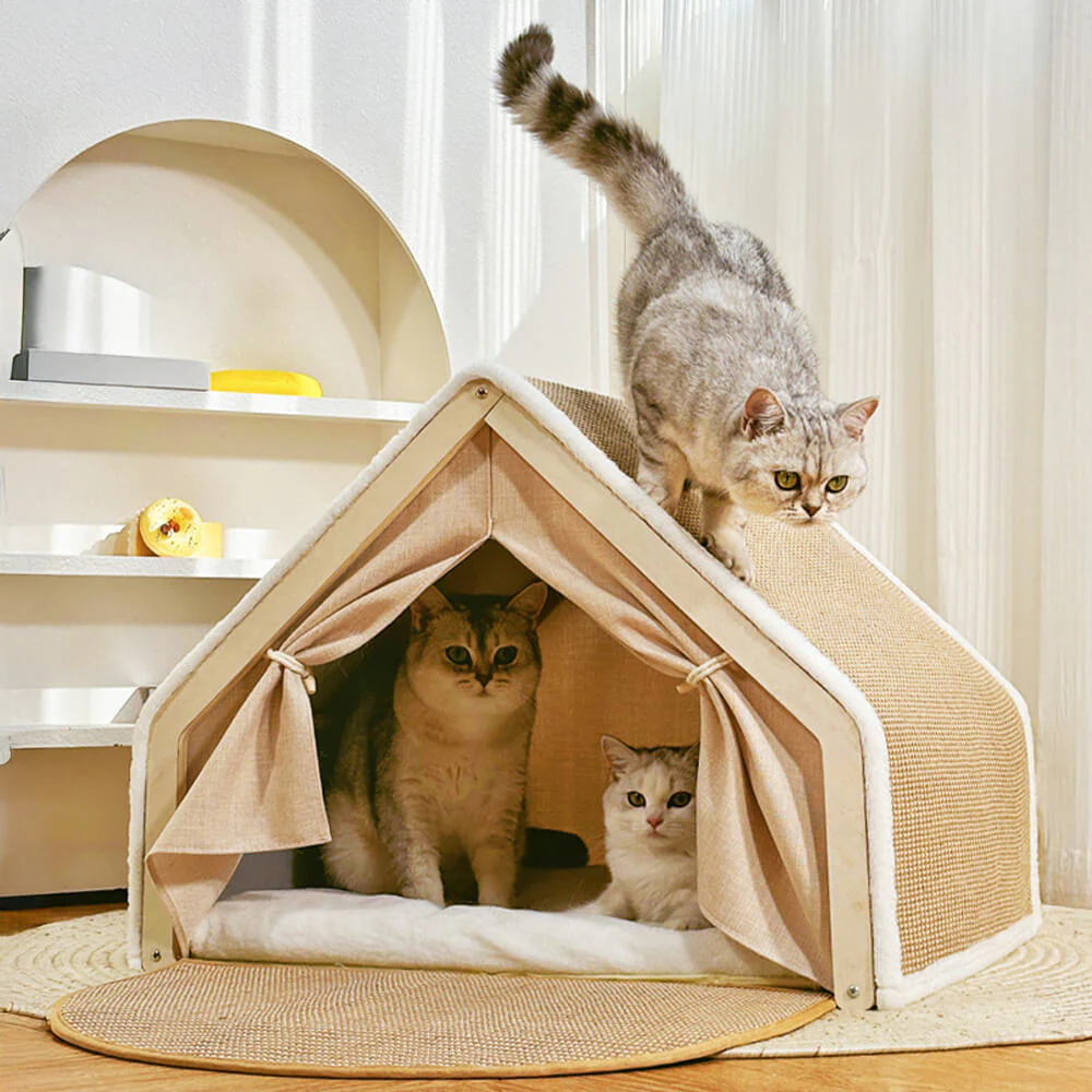 All-in-One Cat Tent with Scratching Roof and Cosy Sleeping Area - Image 2