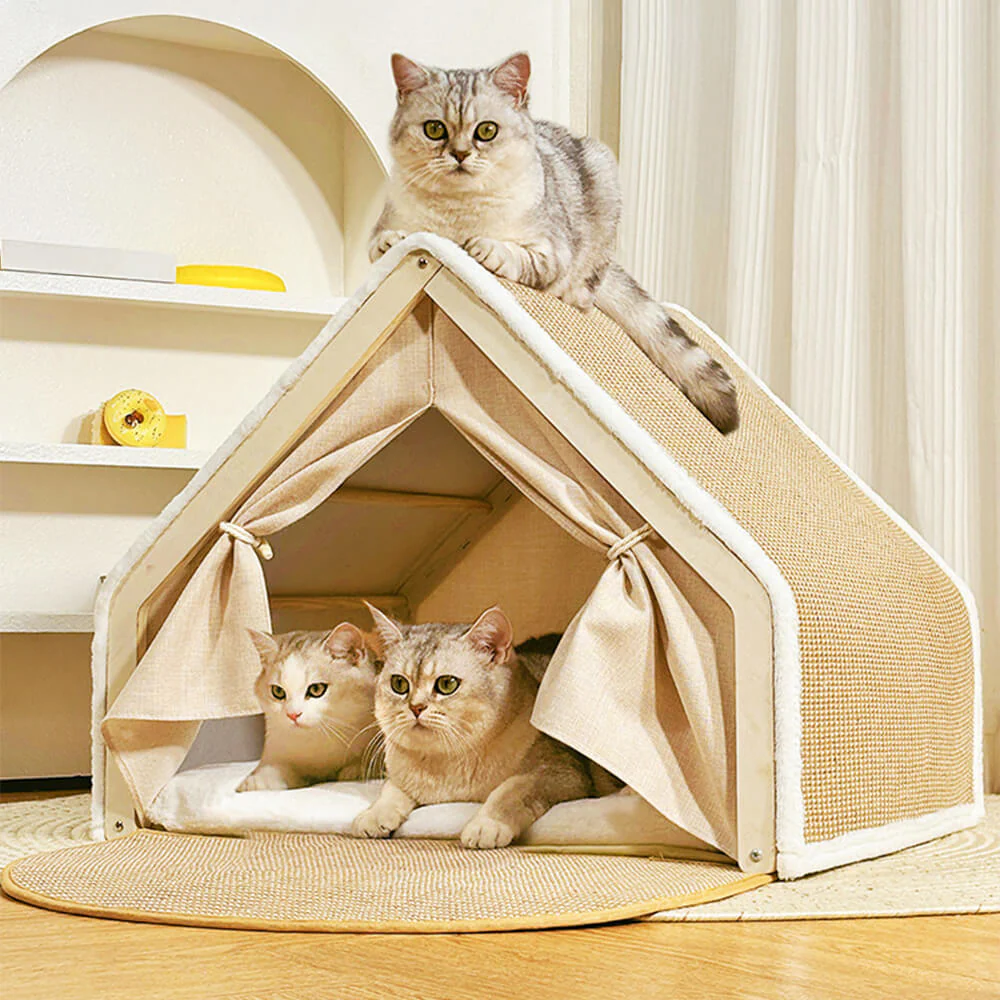 All-in-One Cat Tent with Scratching Roof and Cosy Sleeping Area - Image 5
