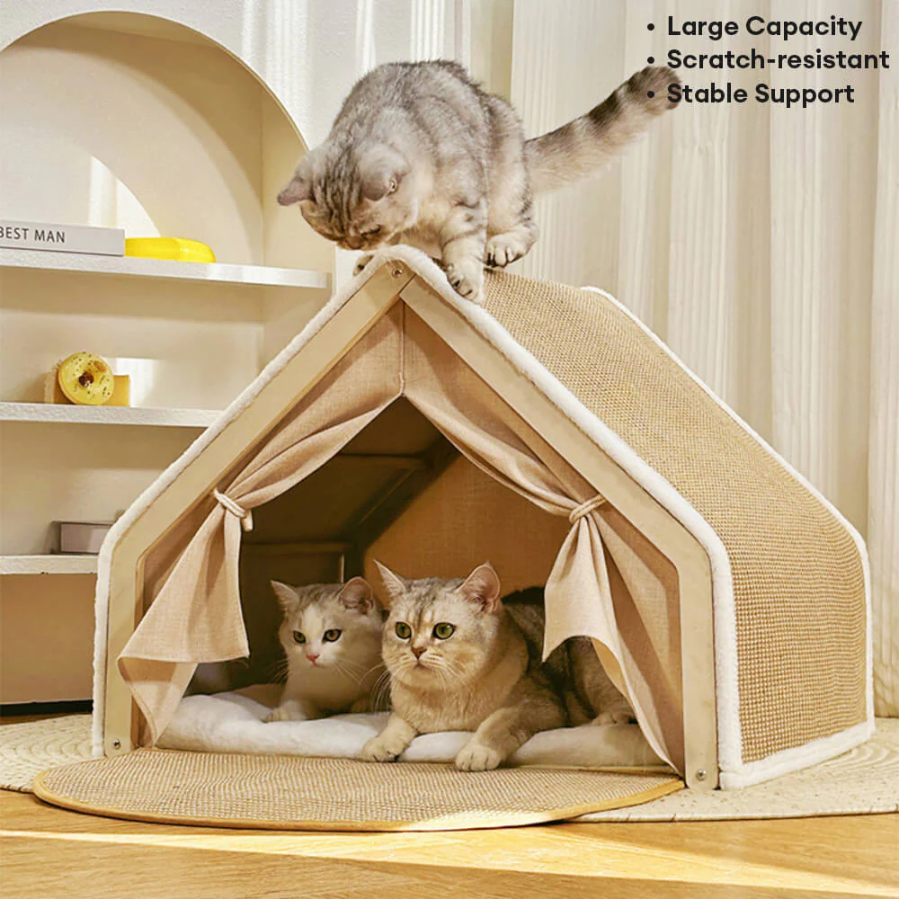 All-in-One Cat Tent with Scratching Roof and Cosy Sleeping Area - Image 7