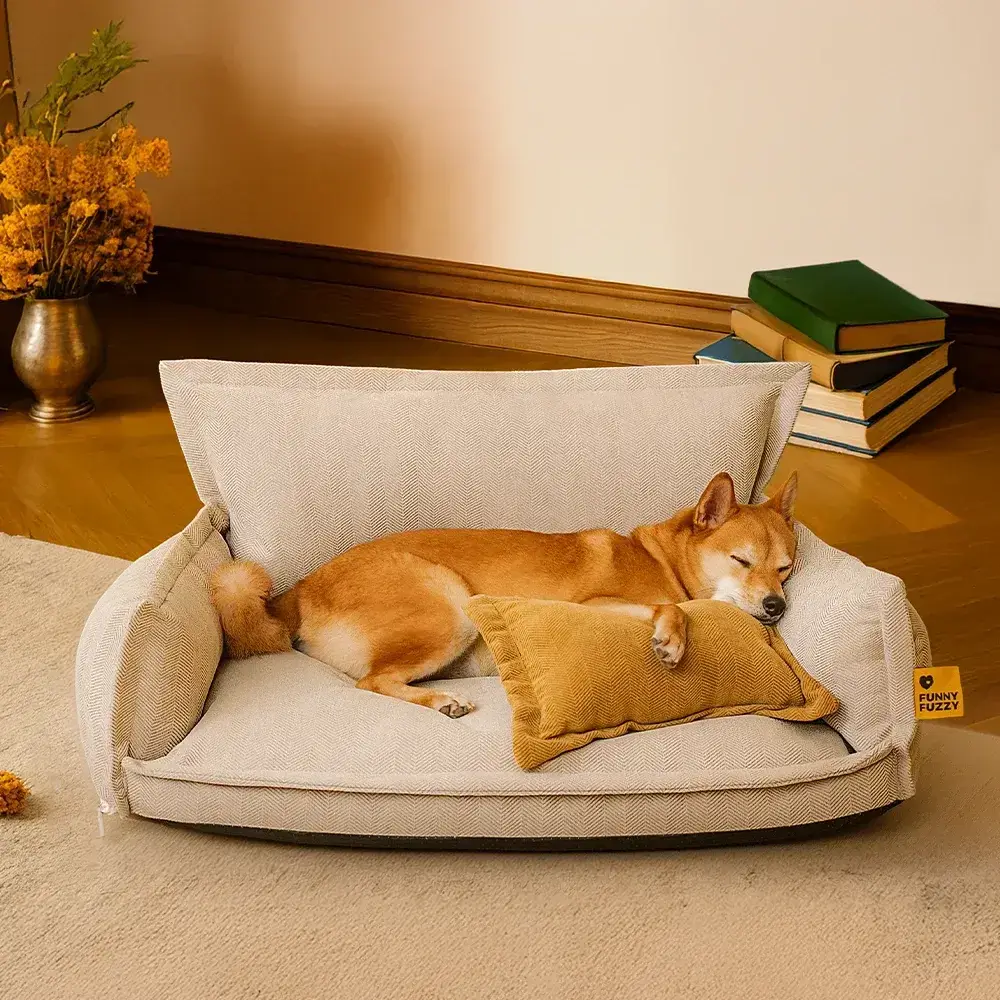 All-Season Chenille Dual-layer Removable Sponge Orthopedic Dog Bed With Pillow - Image 12