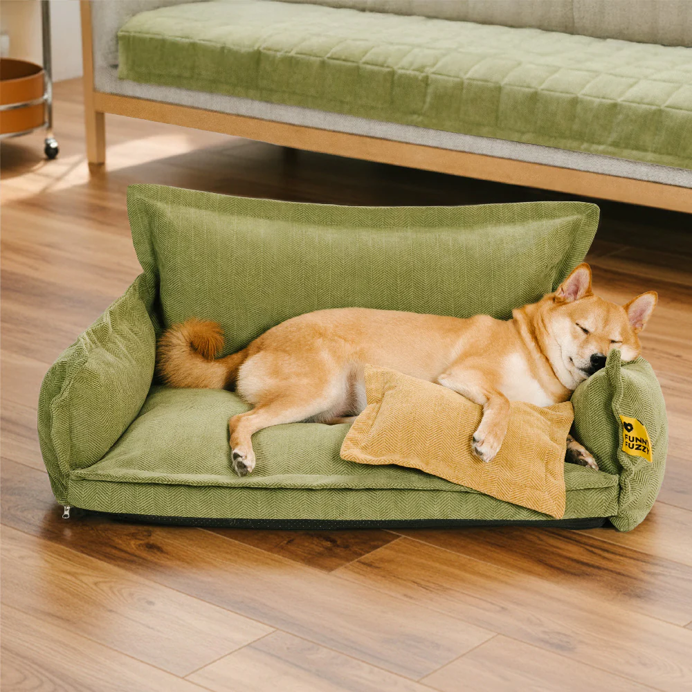 All-Season Chenille Dual-layer Removable Sponge Orthopedic Dog Bed With Pillow - Image 2