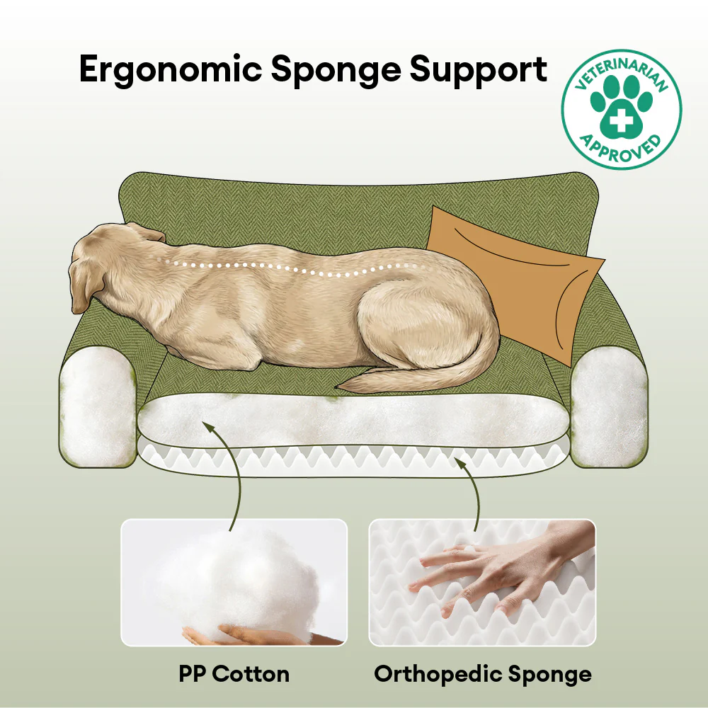 All-Season Chenille Dual-layer Removable Sponge Orthopedic Dog Bed With Pillow - Image 4