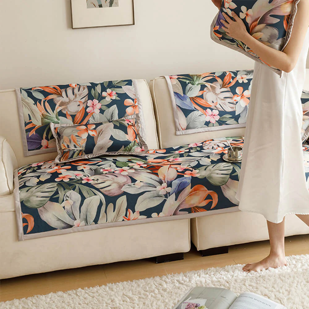 All-Season Cooling Pastoral Floral Couch Cover - Image 12