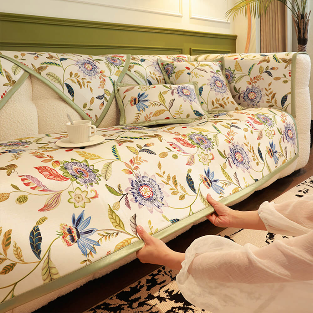 All-Season Cooling Pastoral Floral Couch Cover - Image 4