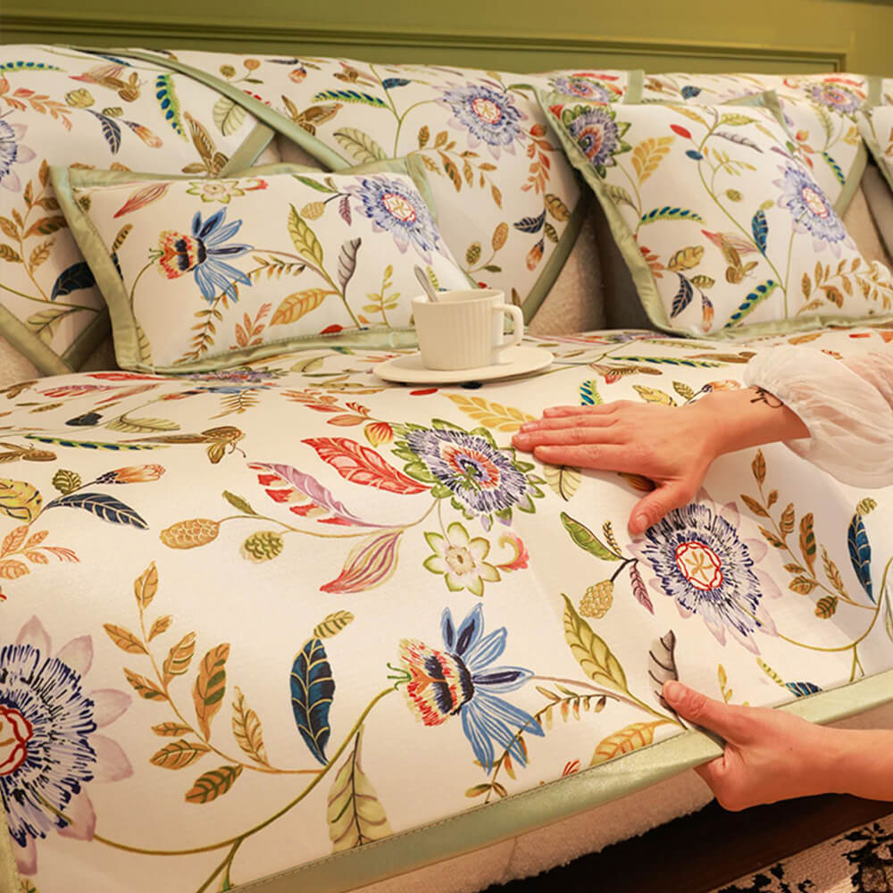 All-Season Cooling Pastoral Floral Couch Cover - Image 6