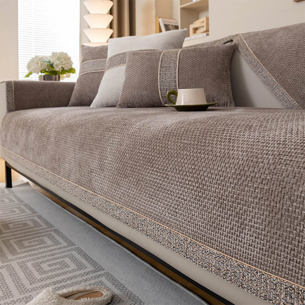 All-Season Modern Tweed Woven Chenille Anti-Slip Couch Cover - Image 11