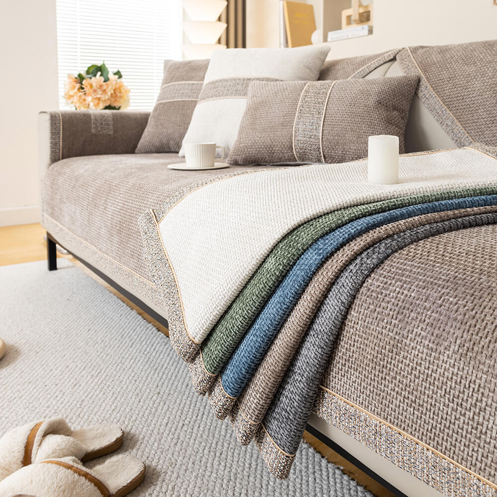 All-Season Modern Tweed Woven Chenille Anti-Slip Couch Cover - Image 8