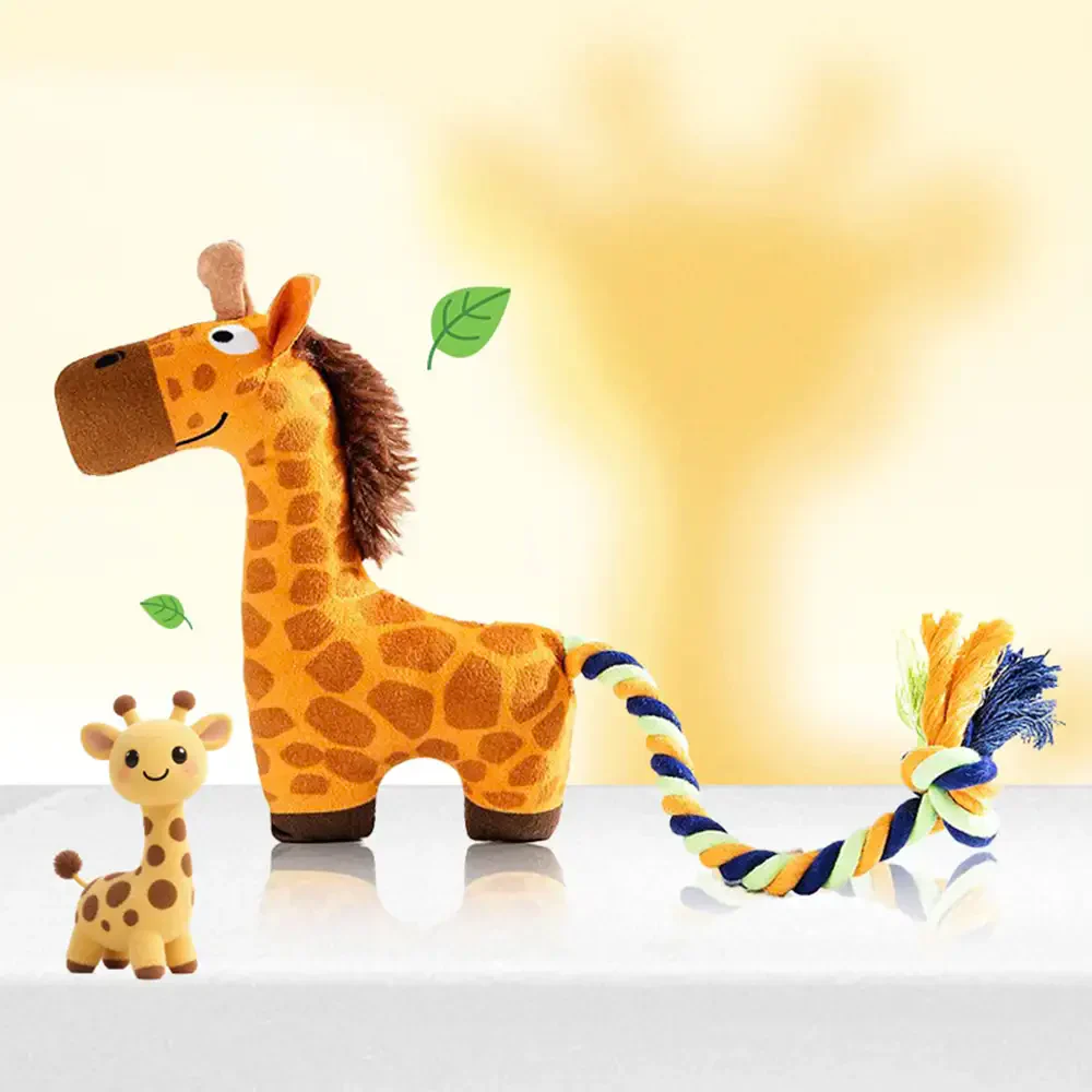 Animal Series Plush Squeak Dog Teething Toy - Image 10