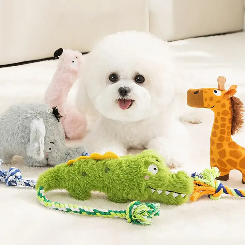 Animal Series Plush Squeak Dog Teething Toy - Image 2