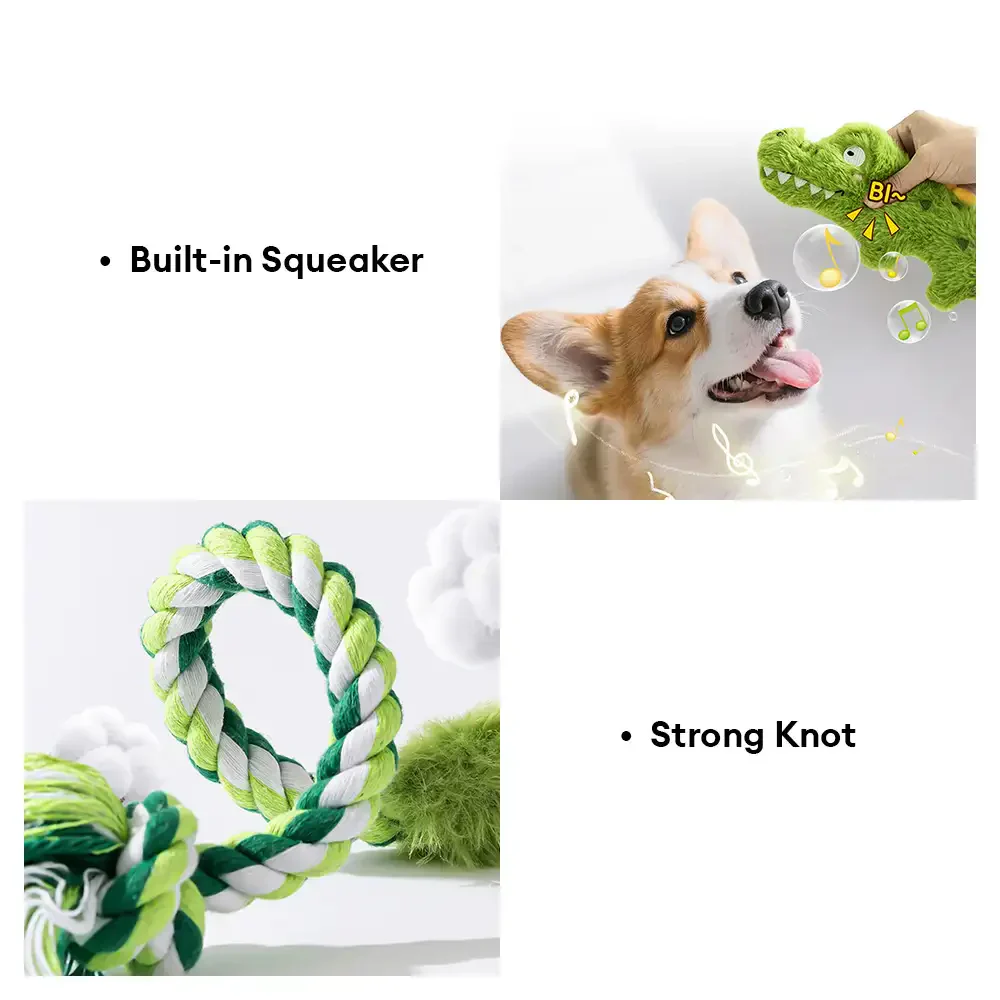 Animal Series Plush Squeak Dog Teething Toy - Image 6