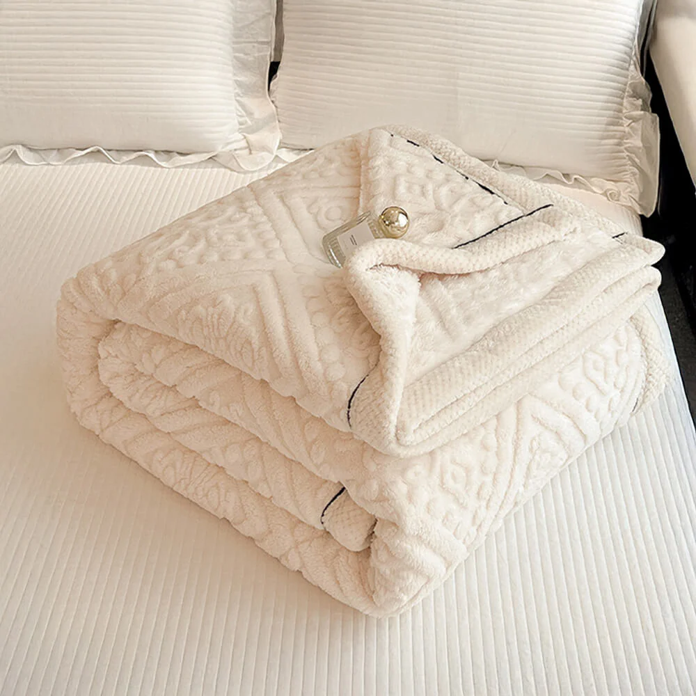 Baroque Style Embossed Milk Velvet Soft Fleece Blanket - Image 18