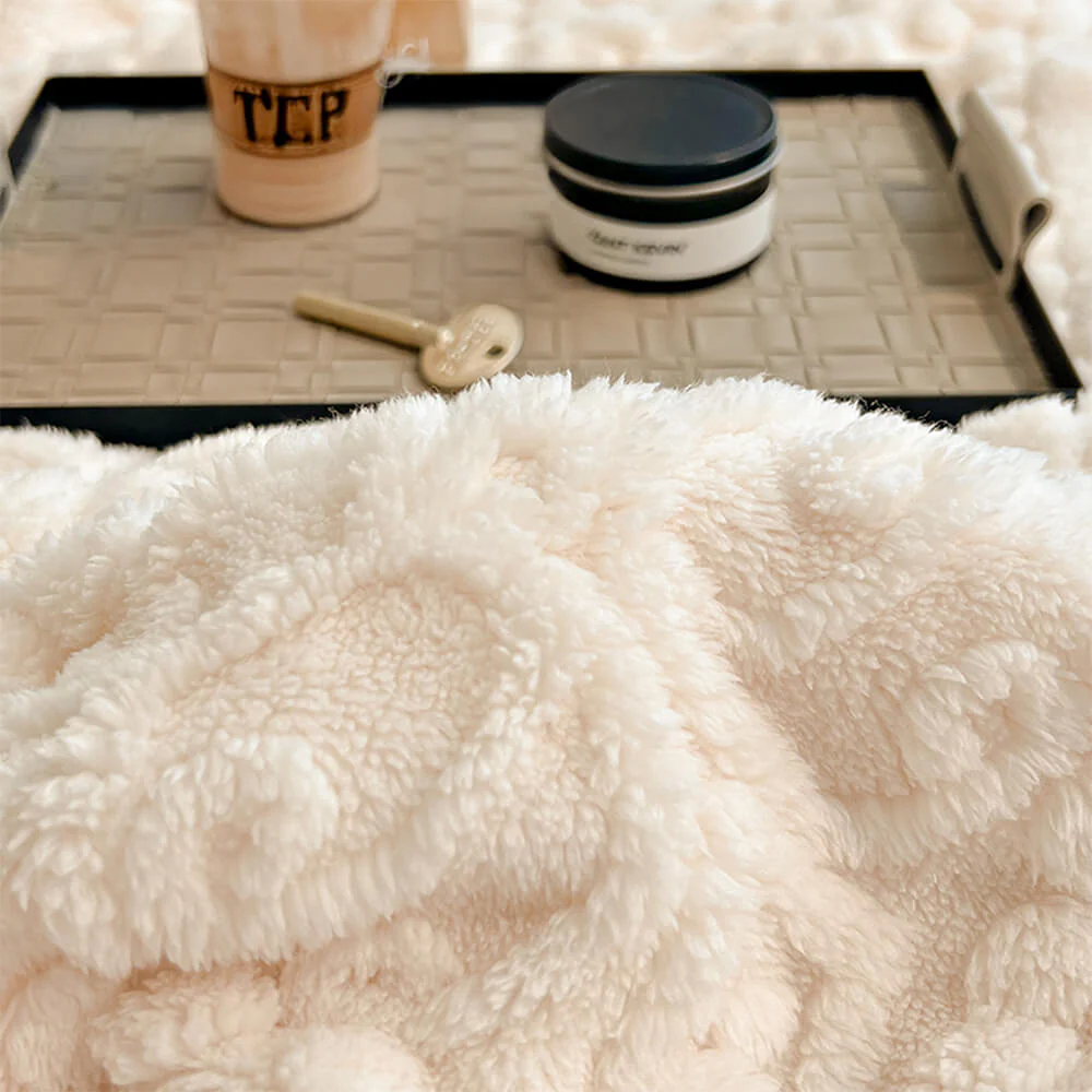 Baroque Style Embossed Milk Velvet Soft Fleece Blanket - Image 5