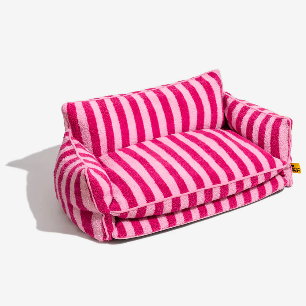 Bed Cover - Trendy Striped Faux Lambswool Double Layer Dog & Cat Sofa Bed - Image 13