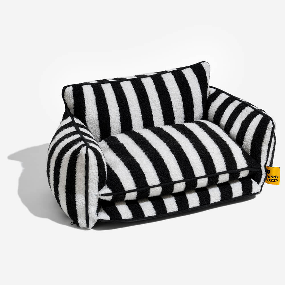 Bed Cover - Trendy Striped Faux Lambswool Double Layer Dog & Cat Sofa Bed - Image 15