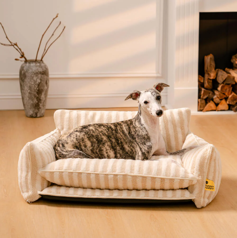Bed Cover - Trendy Striped Faux Lambswool Double Layer Dog & Cat Sofa Bed - Image 18