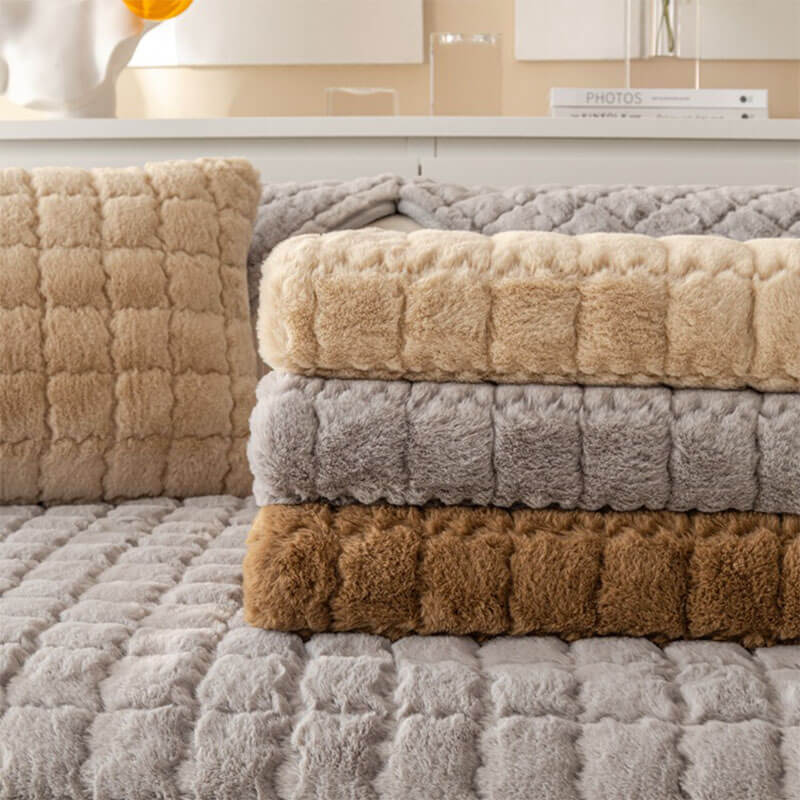 Biscuit Plush Soft Non-Slip Couch Cover - Image 3
