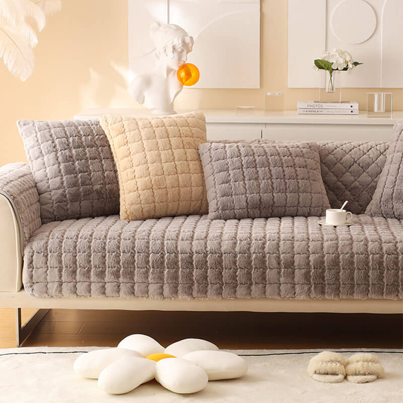 Biscuit Plush Soft Non-Slip Couch Cover - Image 4