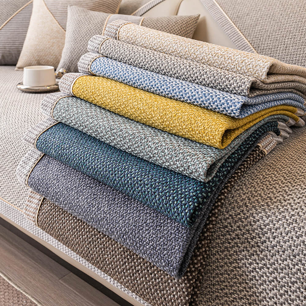 Breathable Woven Cotton Linen Non-Slip Couch Cover - Image 15