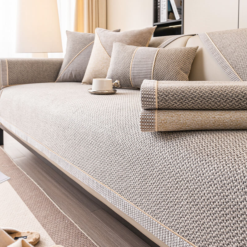 Breathable Woven Cotton Linen Non-Slip Couch Cover - Image 3