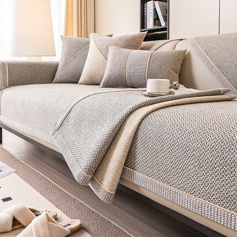 Breathable Woven Cotton Linen Non-Slip Couch Cover - Image 4
