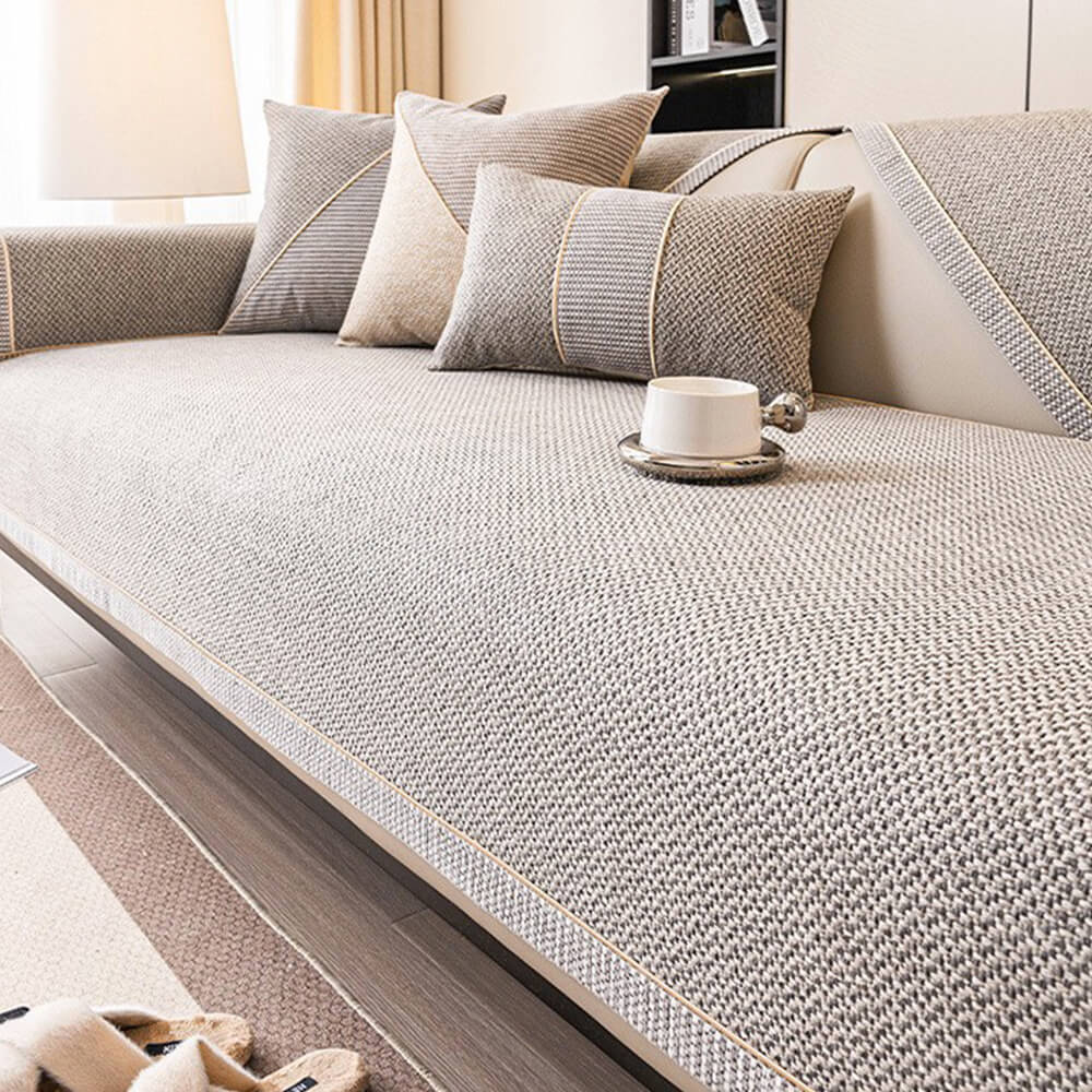 Breathable Woven Cotton Linen Non-Slip Couch Cover - Image 5