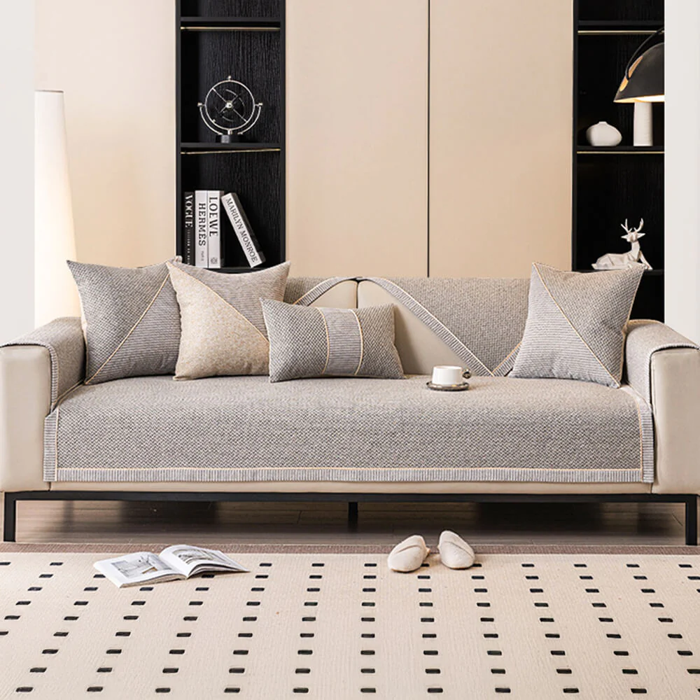Breathable Woven Cotton Linen Non-Slip Couch Cover - Image 6
