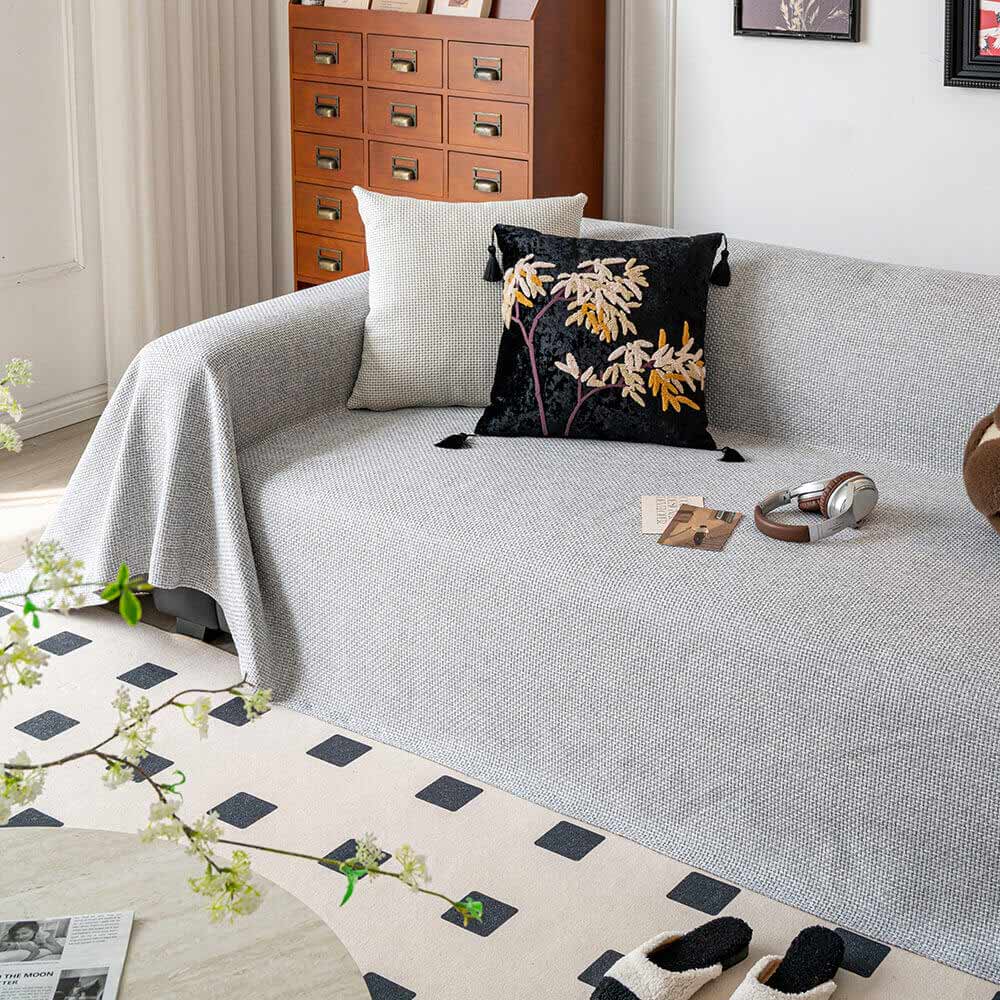 Breathable Woven Linen-Look Scratch-Resistant Throw Couch Cover - Image 10