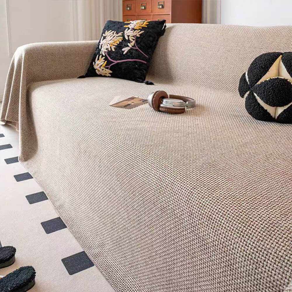 Breathable Woven Linen-Look Scratch-Resistant Throw Couch Cover - Image 12