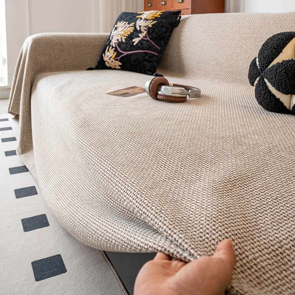 Breathable Woven Linen-Look Scratch-Resistant Throw Couch Cover - Image 13