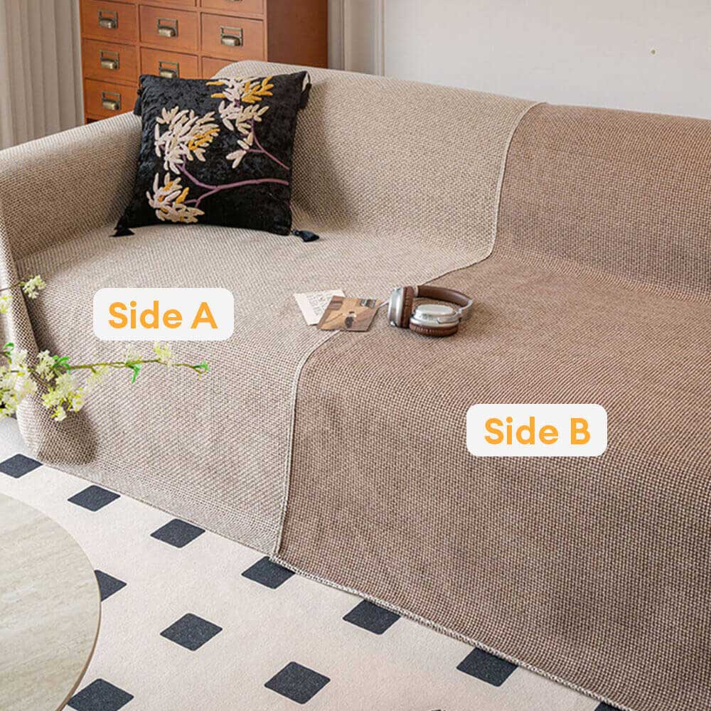 Breathable Woven Linen-Look Scratch-Resistant Throw Couch Cover - Image 3