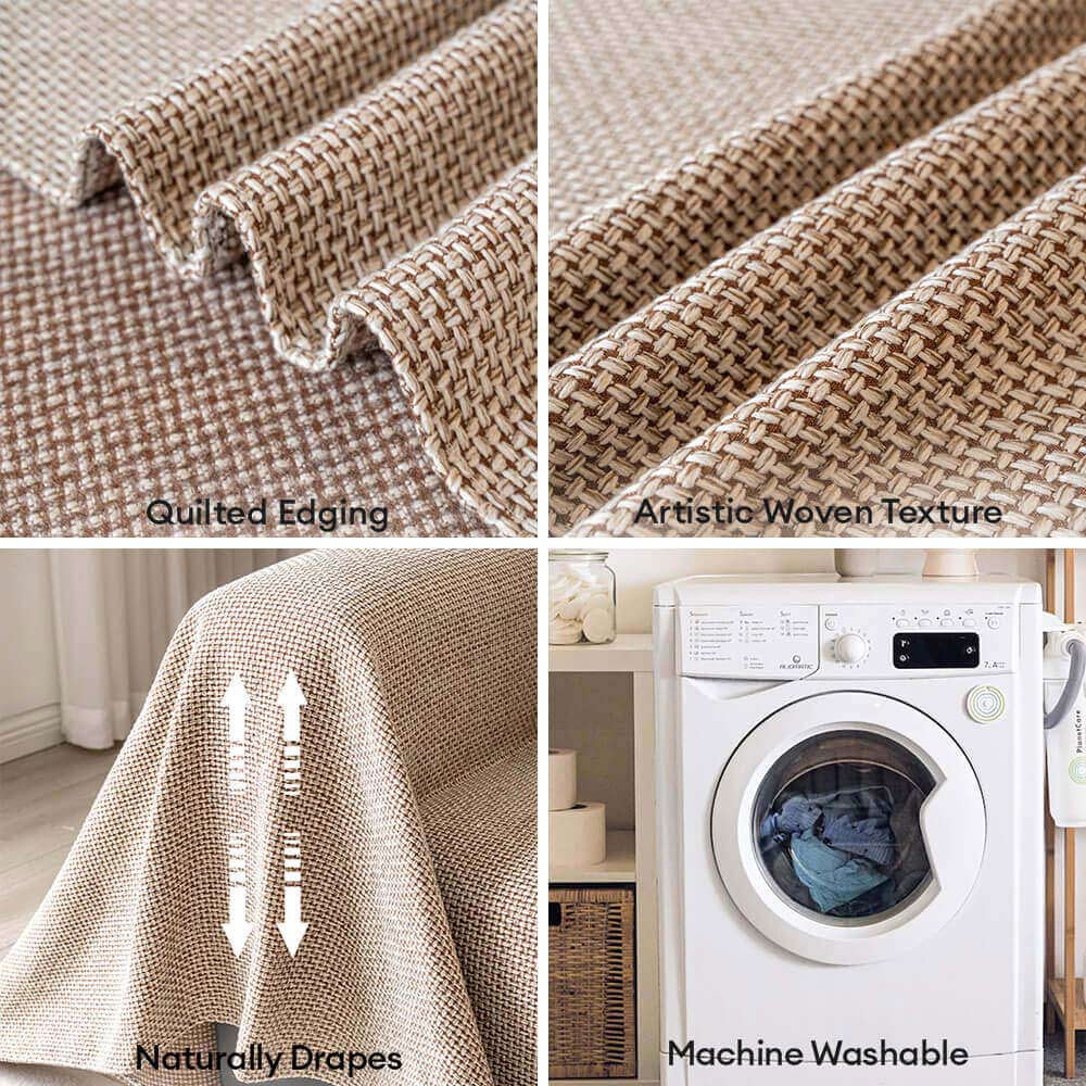Breathable Woven Linen-Look Scratch-Resistant Throw Couch Cover - Image 4