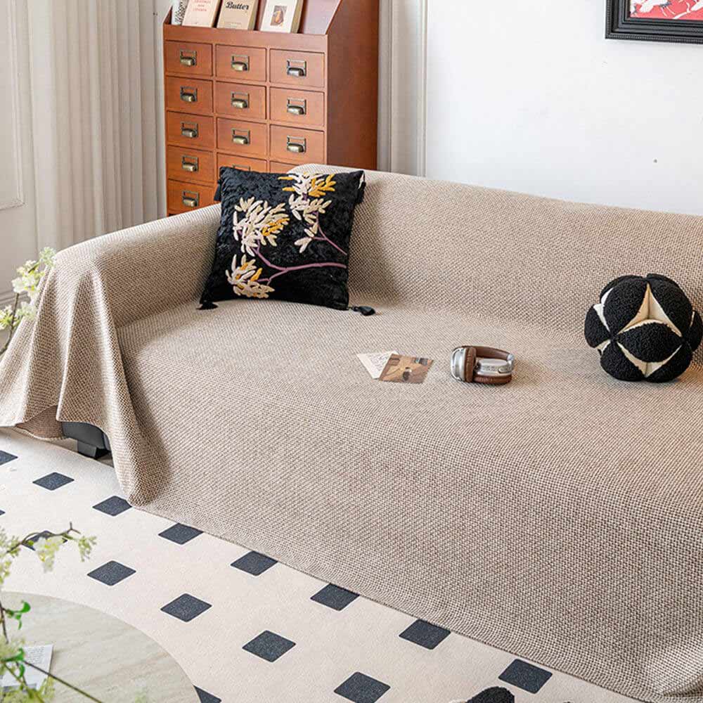 Breathable Woven Linen-Look Scratch-Resistant Throw Couch Cover - Image 8