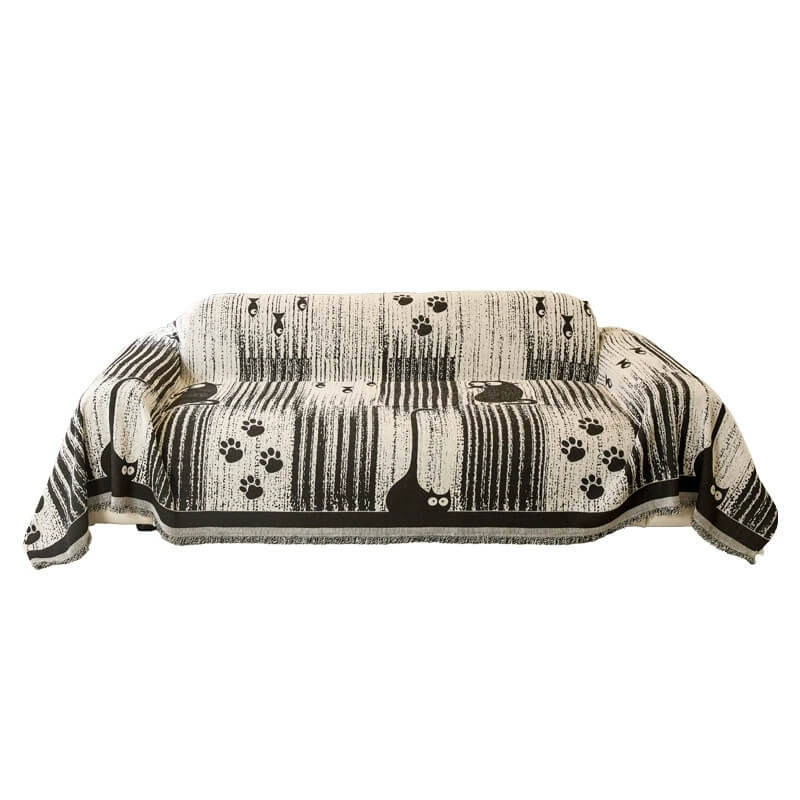 Cartoon Paw Print Chenille Anti-Scratch Throw Couch Cover - Image 12