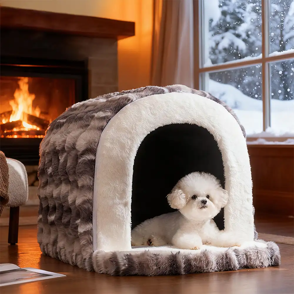 Cave-Style Warm Deep Sleeping Snug Cat Cave Dog House - Image 13