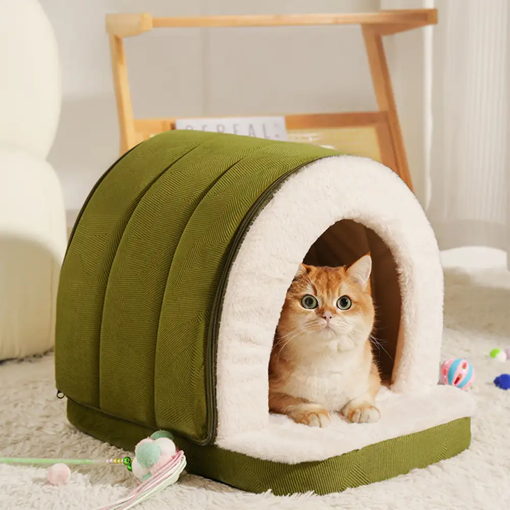 Cave-Style Warm Deep Sleeping Snug Cat Cave Dog House - Image 2