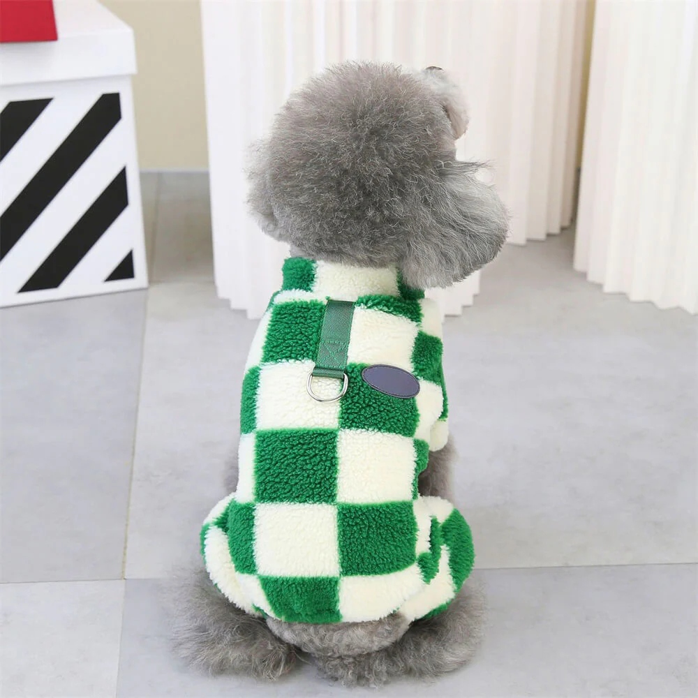 Checkered Fleece Dog Jacket – Bold Style and Warmth for Winter Walks - Image 10