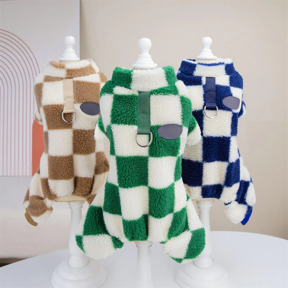 Checkered Fleece Dog Jacket – Bold Style and Warmth for Winter Walks - Image 11