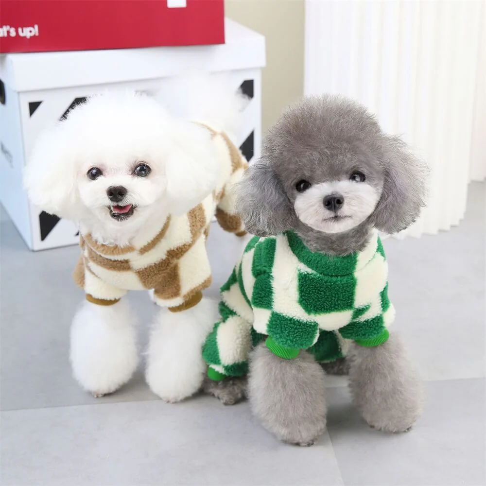 Checkered Fleece Dog Jacket – Bold Style and Warmth for Winter Walks - Image 12