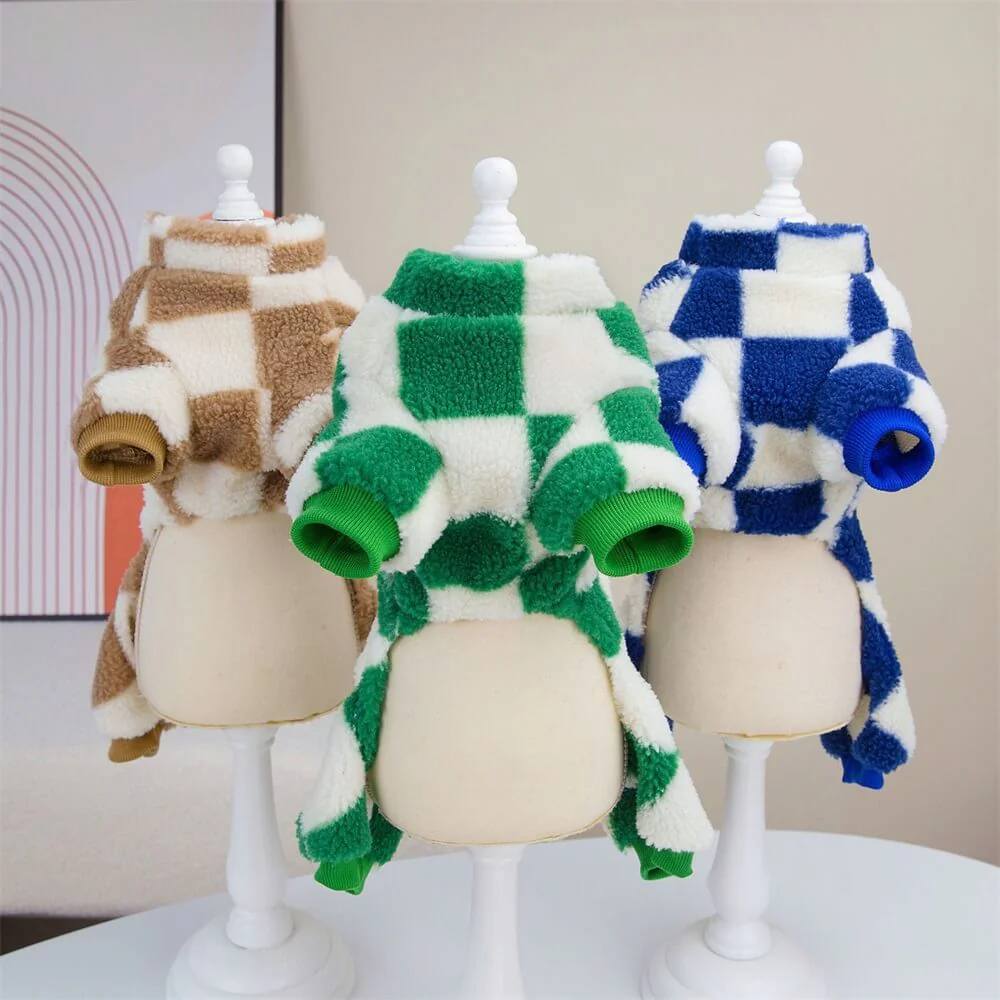 Checkered Fleece Dog Jacket – Bold Style and Warmth for Winter Walks - Image 13