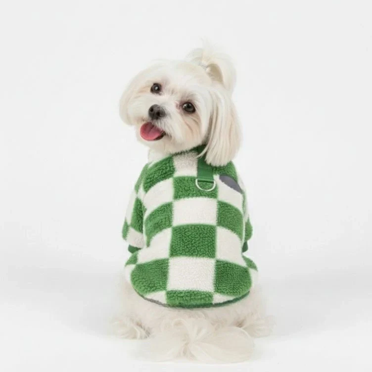 Checkered Fleece Dog Jacket – Bold Style and Warmth for Winter Walks - Image 3